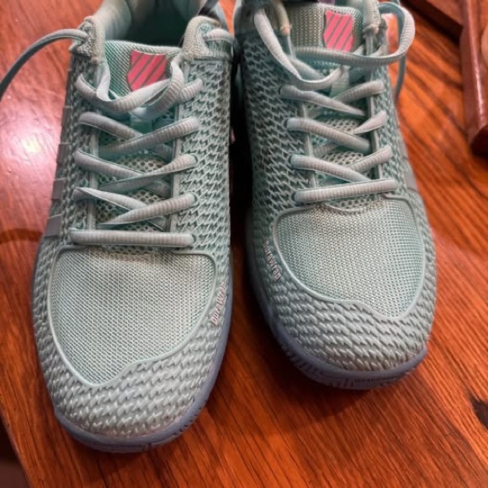 Mint Green and Pink Pickleball Court Sneakers